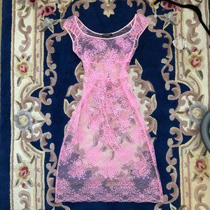 Vintage Betsey Johnson new york pink lace midi dress